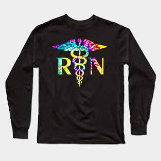 Lovely RN Registered Nurse Tie Dye Long Sleeve T-Shirt